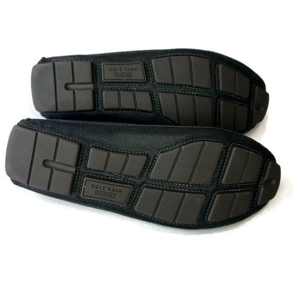 EUC COLE HAAN Black Wyatt Penny Loafer Suede Driver Driving Mocs Size 10.5M
